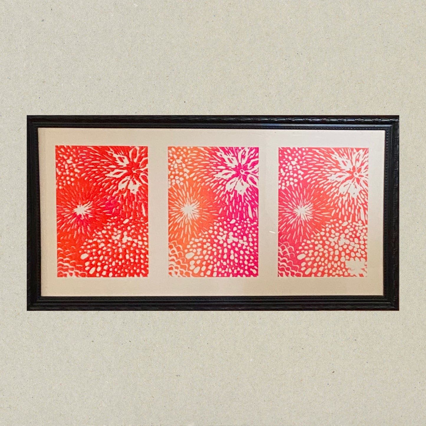 FRAMED BLOCK PRINT TRYPTIC